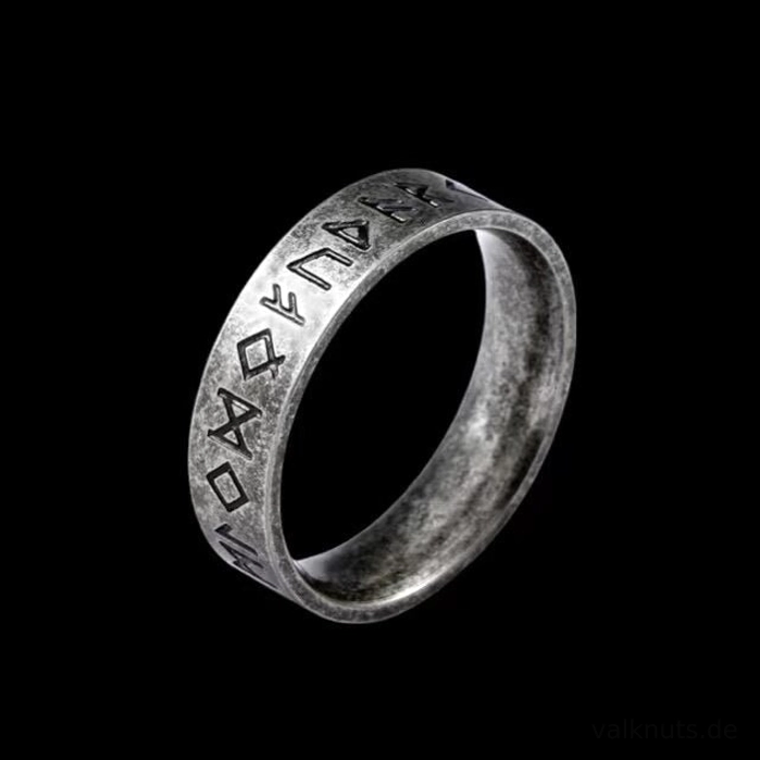 Wikinger Ring Runen Alphabet Gravur aus 316L Edelstahl für Wikinger Fans