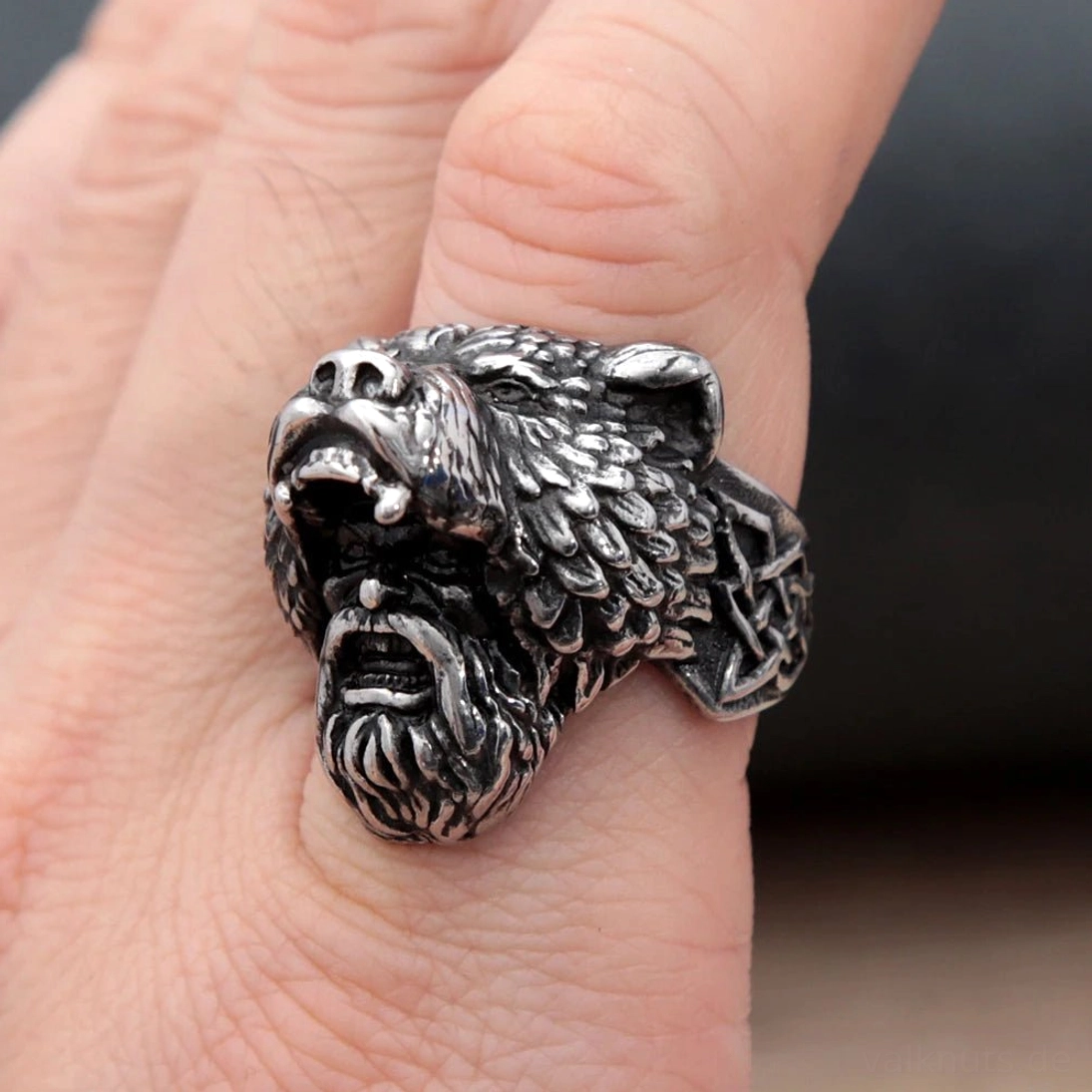 Retro Wikinger Ring Berserker für Biker und Wikingerkultur Fans