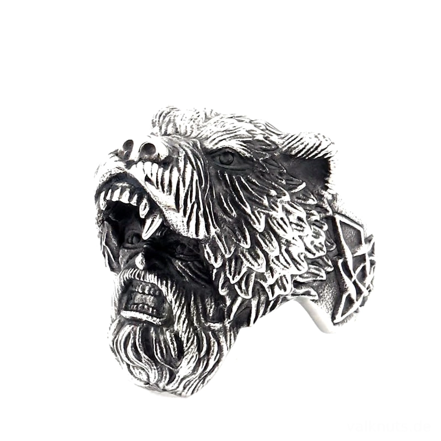 Vintage Wikinger Ring Baerenkrieger aus Edelstahl von CORVICI