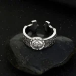Wikinger Ring Tiwaz Rune in Antik Bronze mit keltischer Gravur