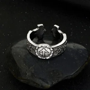 Wikinger Ring Tiwaz Rune in Antik Bronze mit keltischer Gravur