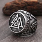 Wikinger Ring mit Triple Valknut Symbol aus Edelstahl für Männer