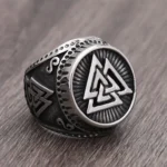 Wikinger Ring mit Valknut Symbol aus Edelstahl Bronze, nordischer Odin Amulett Schmuck