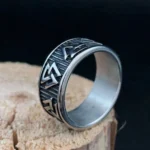 Wikinger Ring mit Valknut Symbol aus 316L Edelstahl, Wikingerschmuck für Männer