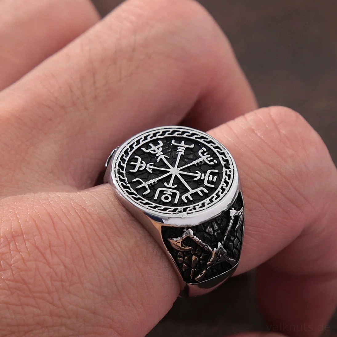 Wikinger Ring Vegvisir Doppelaxt für Liebhaber nordischer Kultur
