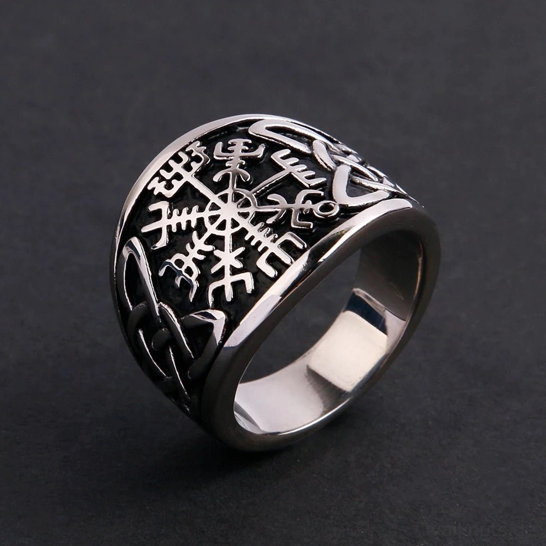 Wikinger Ring Vegvisir Nordischer Kompass aus Edelstahl