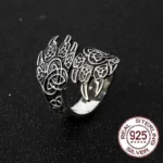 Wikinger Ring Wolfskralle aus 925 Sterling Silber mit Keltenknoten
