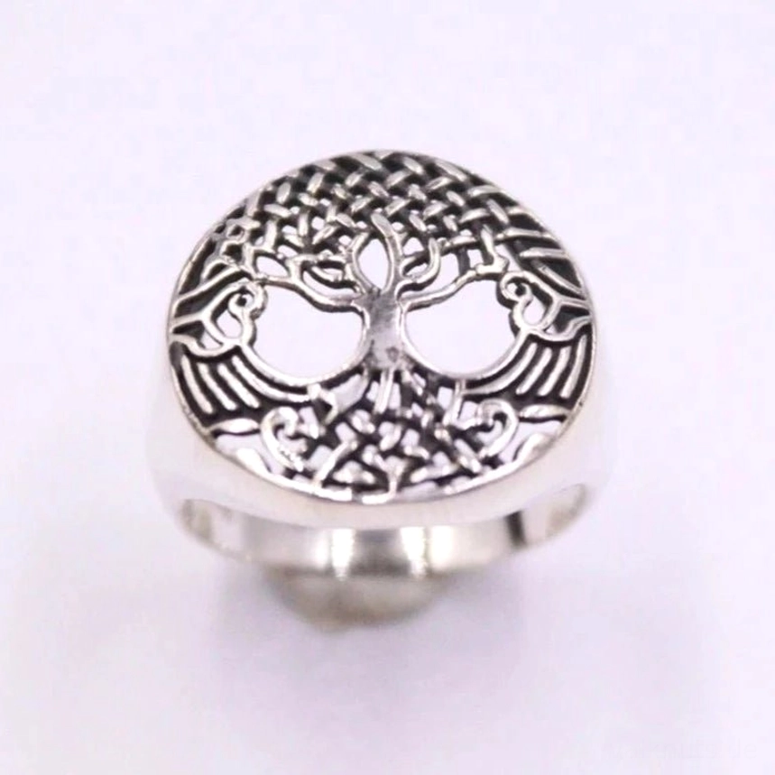 Wikinger Ring Yggdrasil aus 925 Sterlingsilber, hohles Baum des Lebens Muster