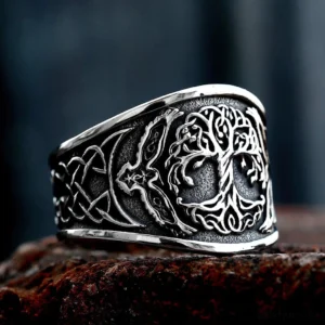 Authentischer Wikinger Ring Yggdrasil Baum des Lebens, nordisches Wikinger Schmuckstück