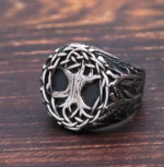 Wikinger Ring Yggdrasil mit keltischem Knotenwerk aus Edelstahl für Männer