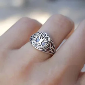 Wikinger Ring Yggdrasil Lebensbaum aus Edelstahl mit keltischem Knoten