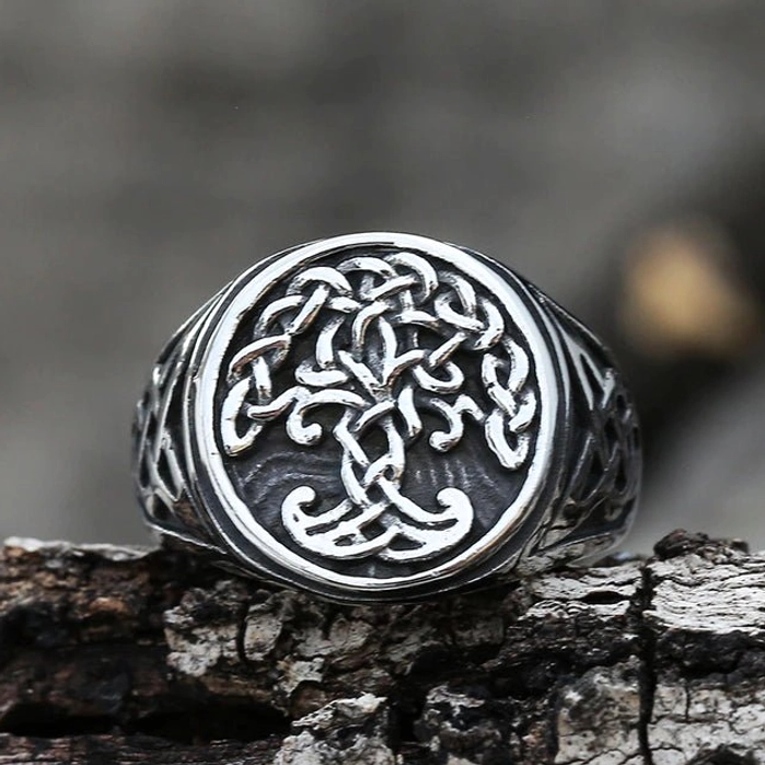 Wikinger Ring Yggdrasil Weltbaum des Lebens aus Edelstahl