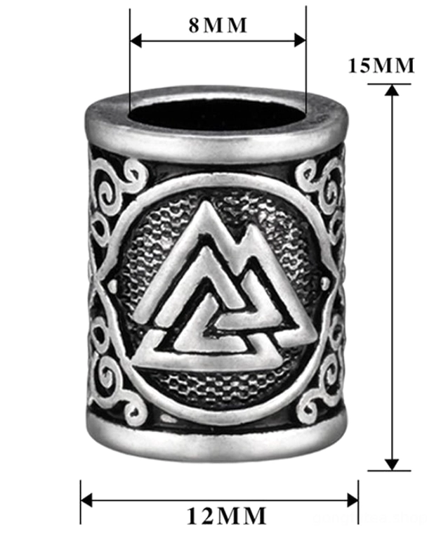 Wikinger Symbole Perlen mit Valknut als Bartschmuck und DIY Schmuckzubehör - Wikinger Bartperlen