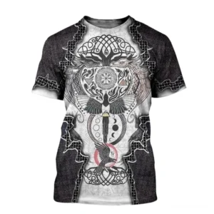 Wikinger T-Shirt Eskil mit nordischen Symbolen und traditionellem 3D Druck