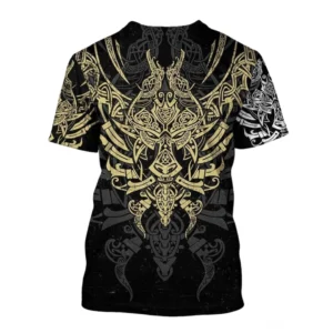 Wikinger T-Shirt Gorm vollständige Ansicht mit durchgehendem 3D Wikinger Muster