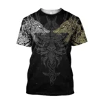 Wikinger T-Shirt Gorm schwarz mit goldenem nordischen Motiv 3D Druck