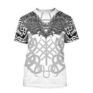 Authentisches Wikinger T-Shirt Leif mit nordischem Ornament Design auf weißem Grund