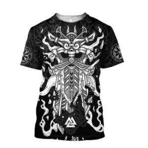 Wikinger T-Shirt Odin mit vollflächigem Druck mit Valknut und Wikinger Symbolen