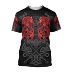 Wikinger T-Shirt Rolf mit traditionellen nordischen Motiven aus Wolf, Axt und keltischen Knoten