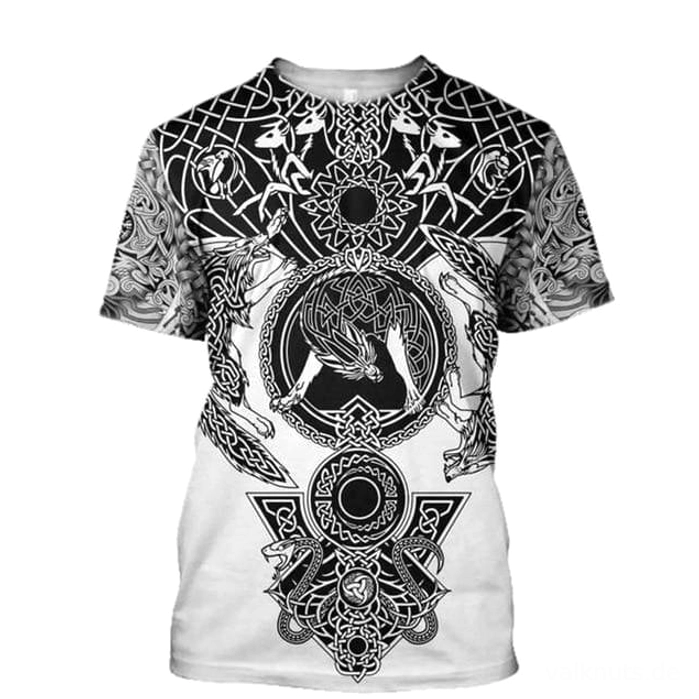 Wikinger T-Shirt Sigvard mit nordischem Wolf und Schlangen Motiv aus der nordischen Mythologie