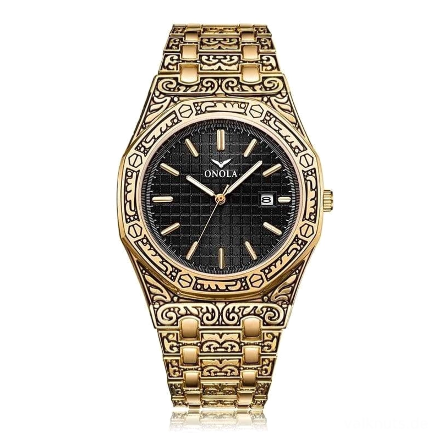 Wikinger Uhr Valhalla ON3812 gold schwarzes Zifferblatt