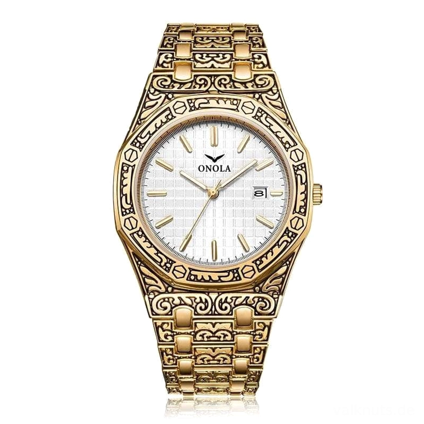 Wikinger Uhr Valhalla ON3812 gold weißes Zifferblatt