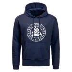 Wikinger Valknut Hoodie mit Runen und Kängurutasche, schwarz