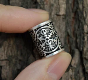 Wikinger Vegvísir Perle für Bärte, Haare, Armbänder und Halsketten, authentischer Wikinger Bartschmuck