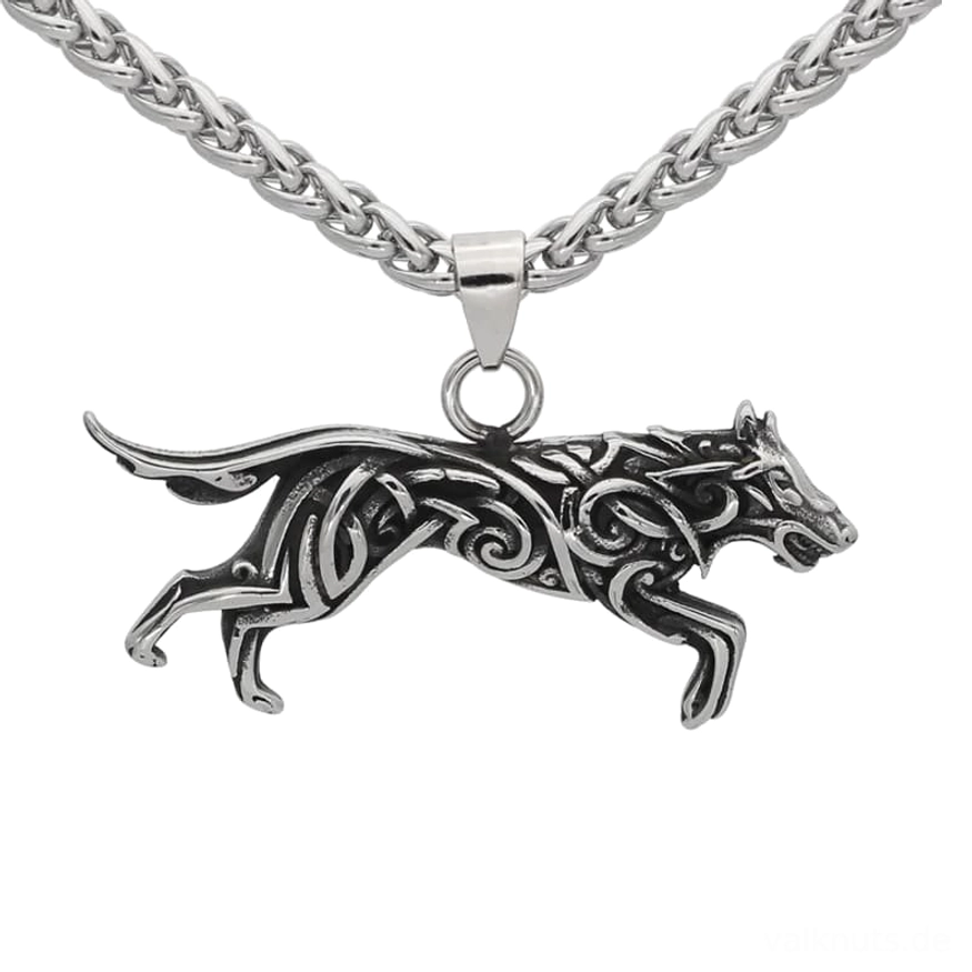 Fenrir Wikinger Wolf Kette Nahaufnahme der Knotenkunst Gravur