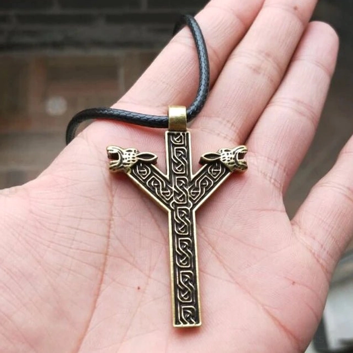 Wolf Kette mit Algiz Rune nordischer Talisman für Herren und Damen