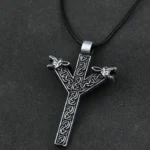 Wolf Kette mit Algiz Rune Wikinger Schmuck Bronze Anhänger