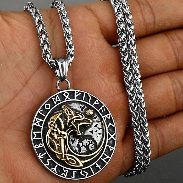 Wolf Kette Fenrir Runen Wikinger Schmuck als Geschenk