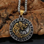 Wolf Kette Wikinger Fenrir Runen Amulett aus Edelstahl