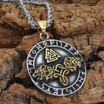 Wolf Kette Wikinger Geri und Freki mit Valknut Symbol Edelstahl
