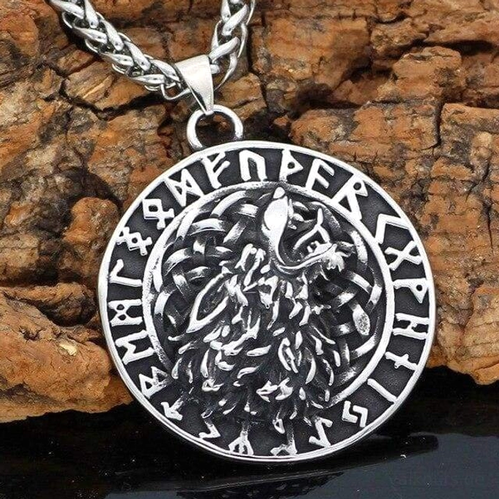 Wolf Kette Fenrir Wikinger Halskette mit nordischen Runen
