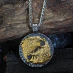 Wolf Kette Wikinger Halskette mit Fenrir Wölfen im Runenkreis