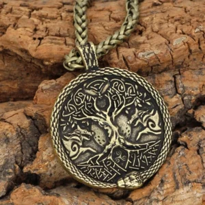 Detailansicht Yggdrasil Kette mit Wölfen und Midgardschlange Symbolen