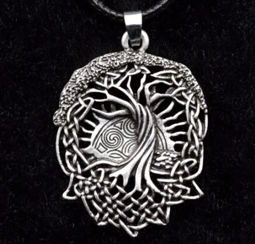 Hohler Yggdrasil Weltbaum Anhänger als Wikinger Kette für Damen und Herren