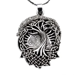 Yggdrasil Kette Wikinger Amulett mit Knoten und Lebensbaum Design