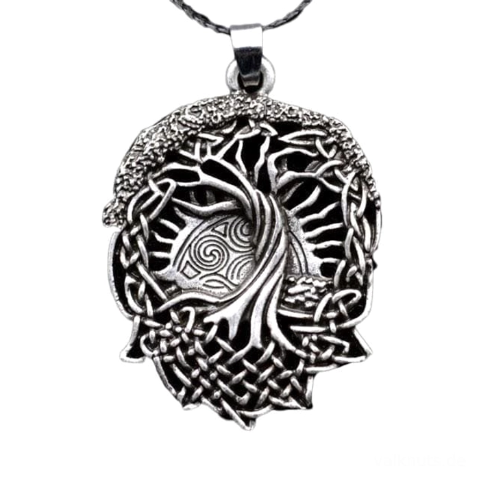 Yggdrasil Kette Wikinger Amulett mit Knoten und Lebensbaum Design