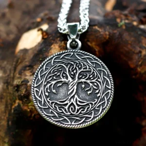 Yggdrasil Kette mit Weltbaum Motiv, Wikinger Schmuck aus 316L Edelstahl
