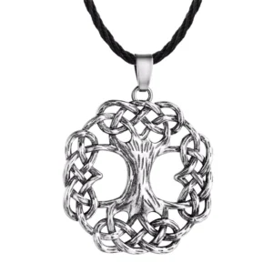 Yggdrasil Kette Wikinger Lebensbaum Knoten Design Silber Variante