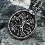 Yggdrasil Kette Wikinger Weltenbaum Jörmungandr Amulett aus Edelstahl